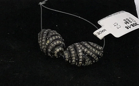 Oval Shape Filigree Pave Diamond Beads
