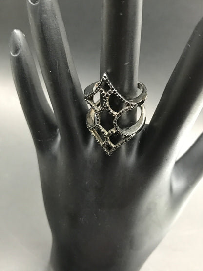 Black Spinel Ring .925 Oxidized Sterling Silver Black Spinal Ring, Genuine handmade pave Black Spinal Ring Size Approx(21x34 mm)
