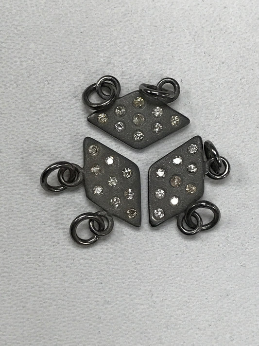 Marquise shape Diamond Pendant.925Oxidized Sterling Silver Diamond Pendant, Genuine handmade pave diamond Pendant