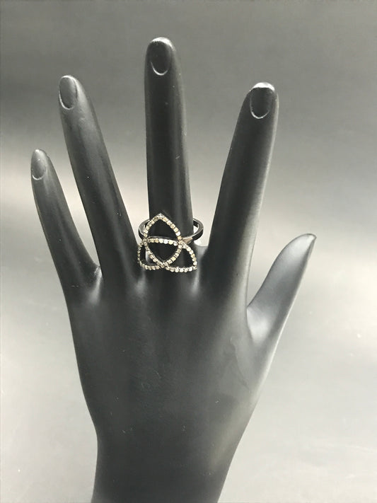 Diamond and Silver Black Rhodium Finish Rings