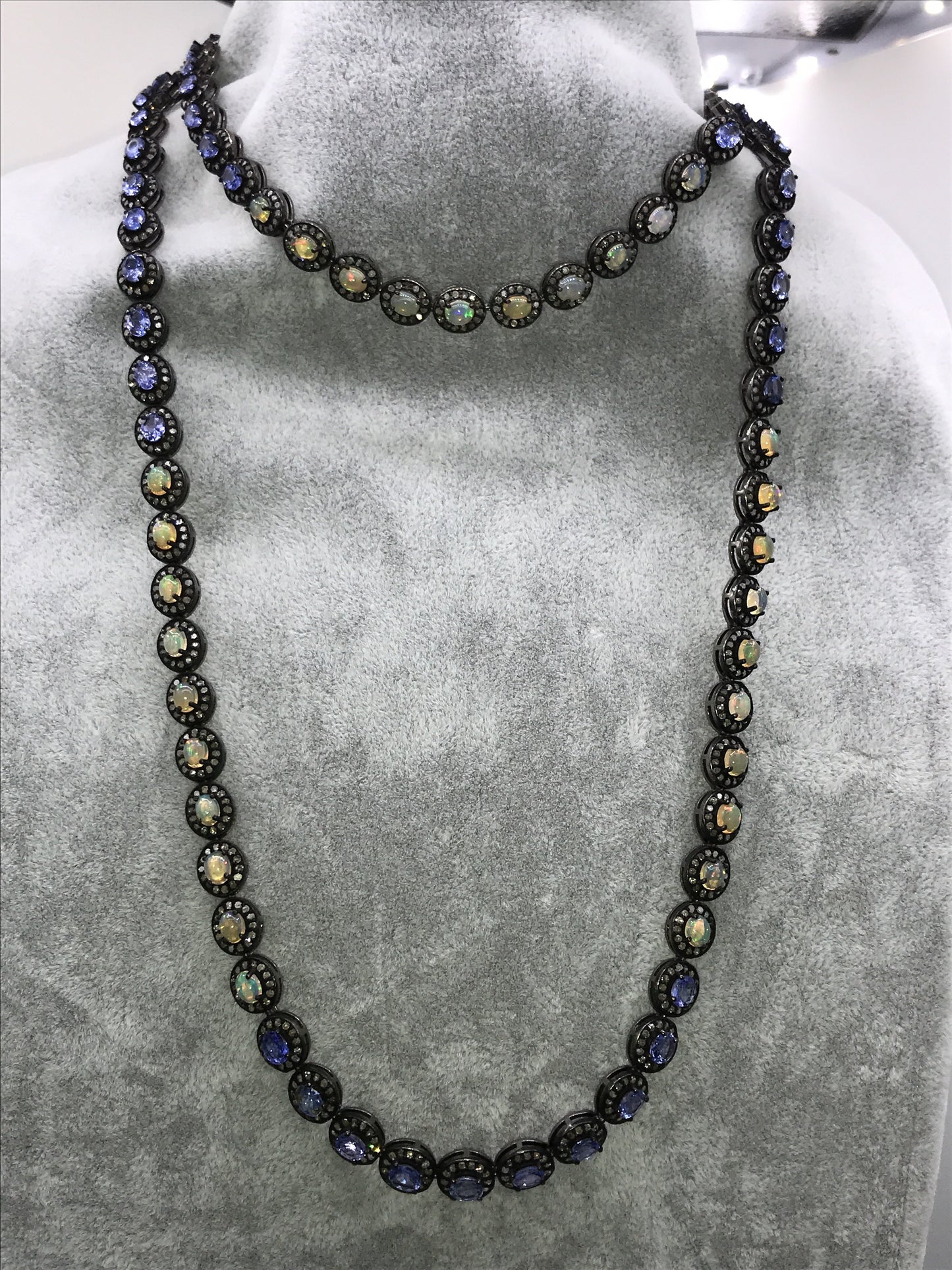 Opal and tanzanite necklace