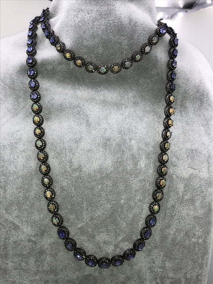 Opal and tanzanite necklace