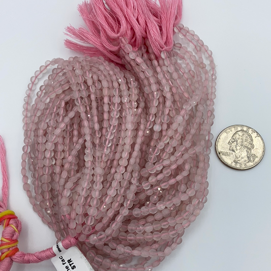 Quartz, Rose Quartz Faceted Beads Coin, Beads Coin Beads, Coin