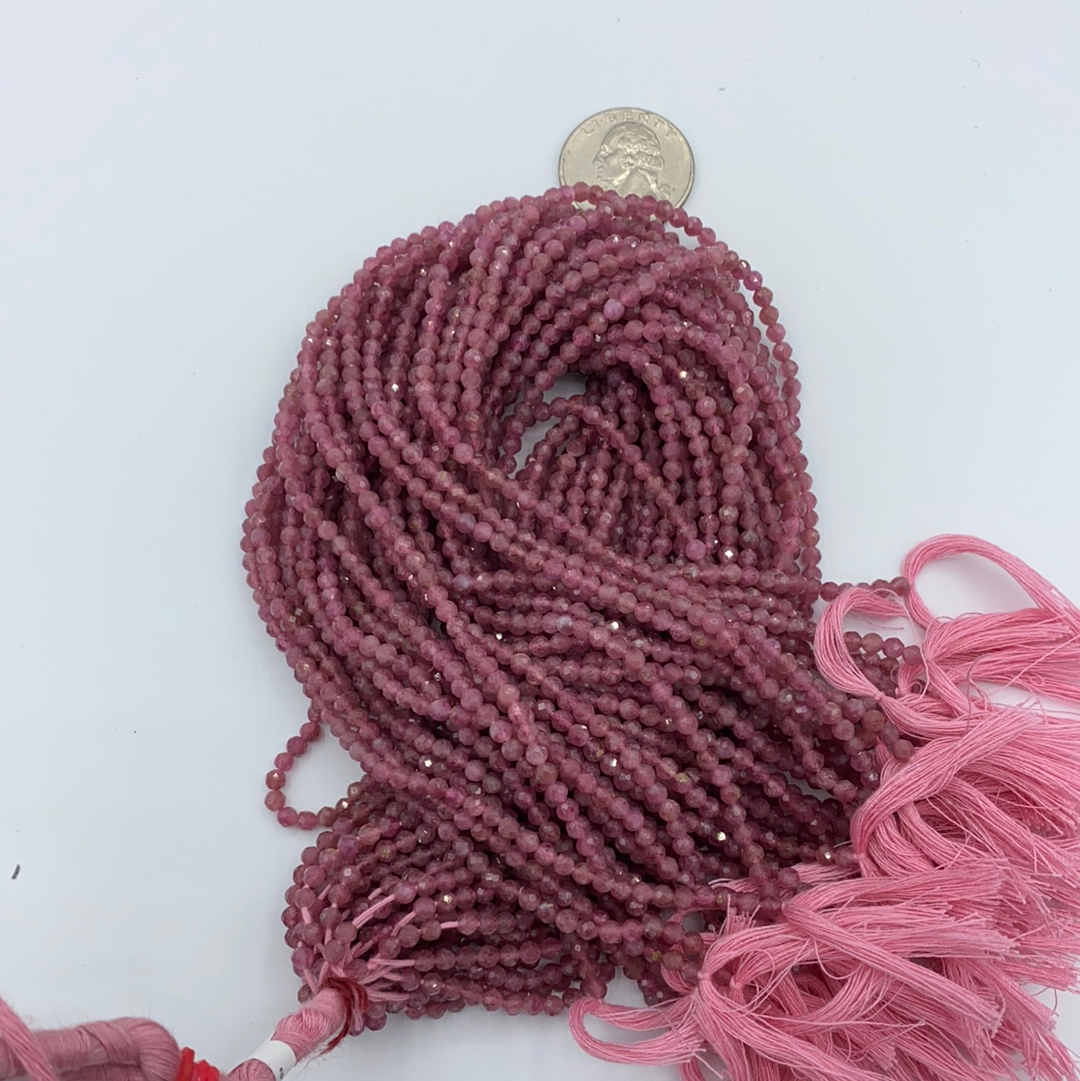 Tourmaline Pink Beads Facetted 3-4mm