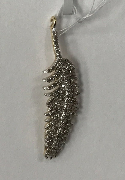 14K Solid Gold Leaf Diamond Pendants.