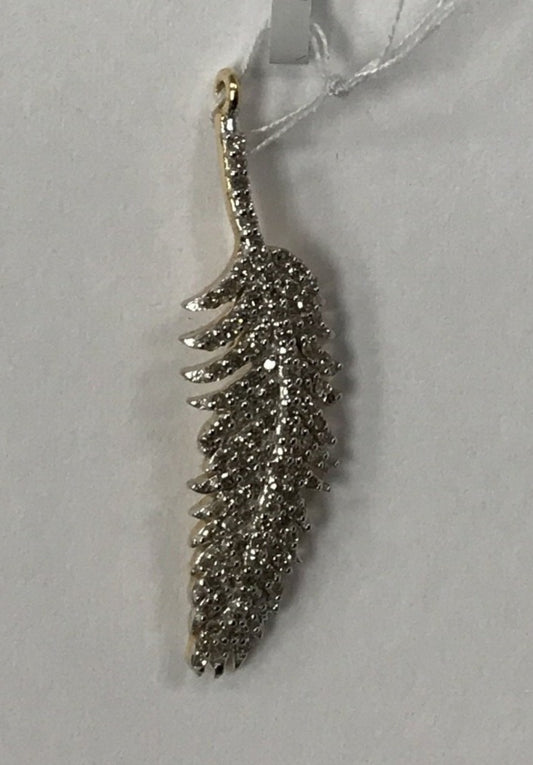 14K Solid Gold Leaf Diamond Pendants.