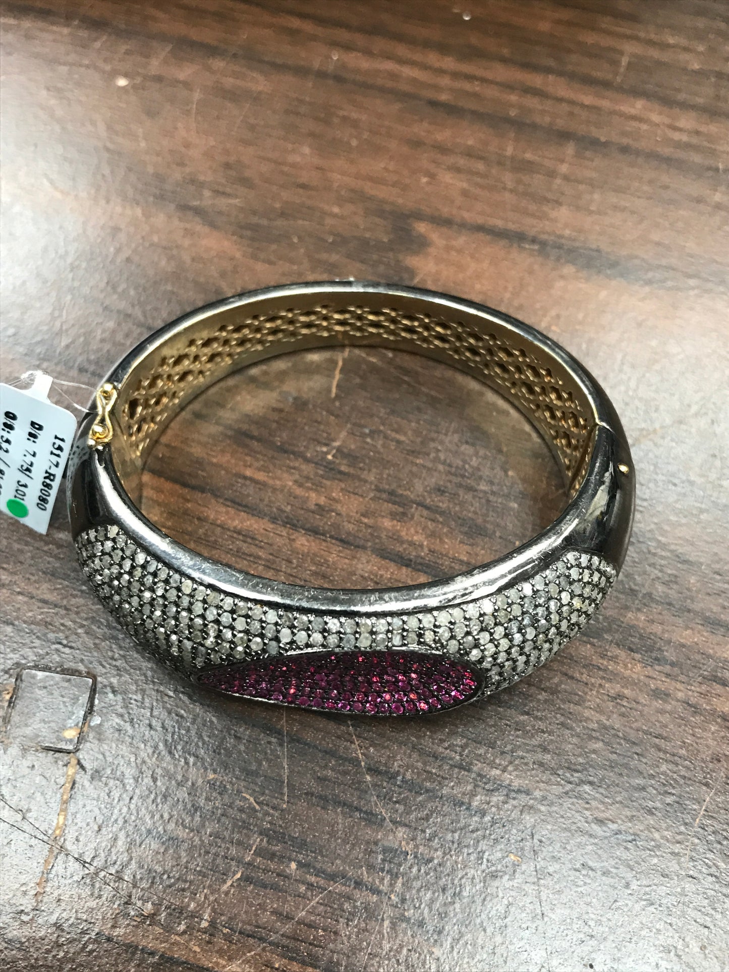 Diamond and Silver Ruby Stone Black Rhodium Finish Bracelets