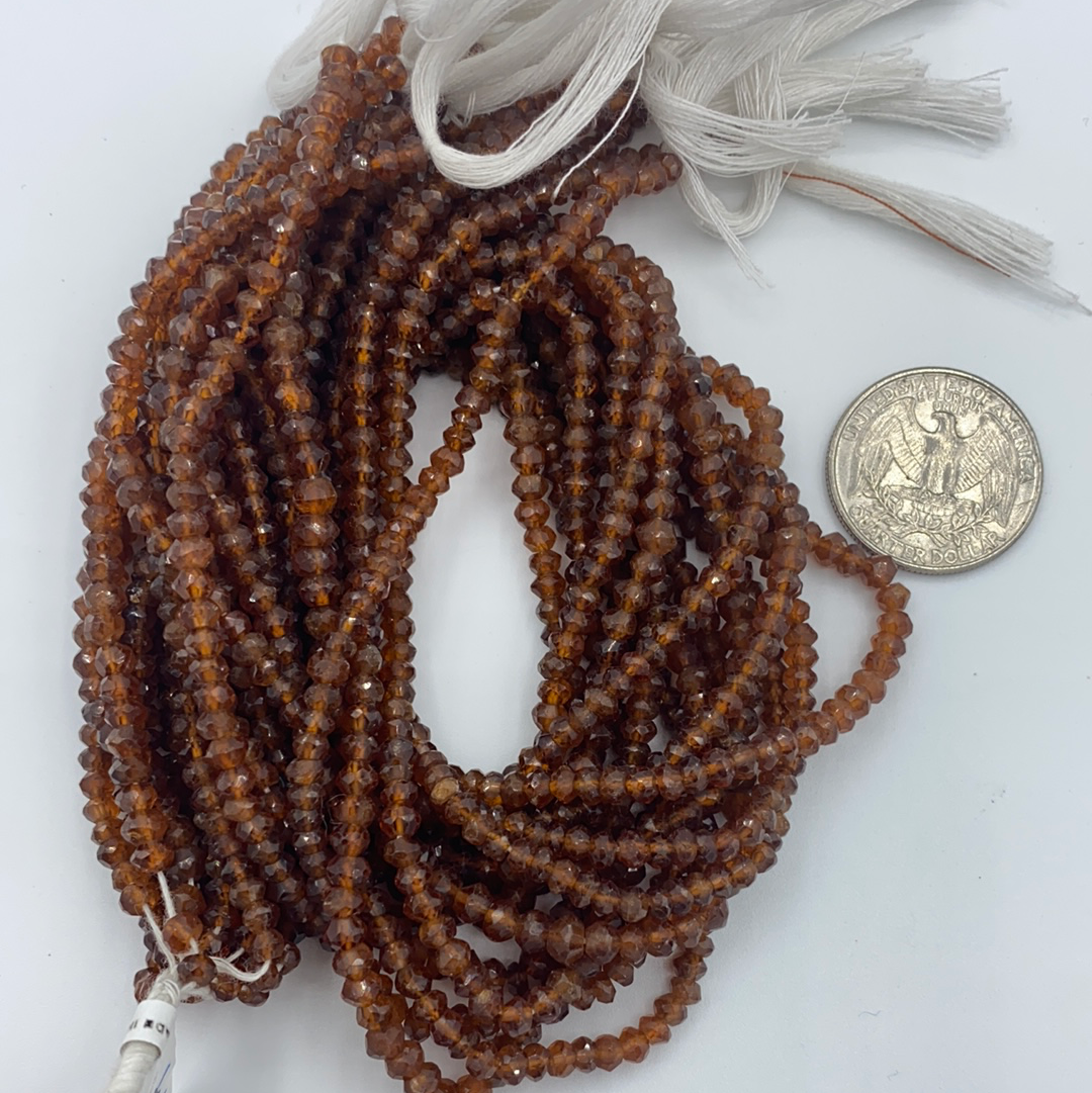 Garnet, Hessonite Roundel Beads Facetted 3-4mm