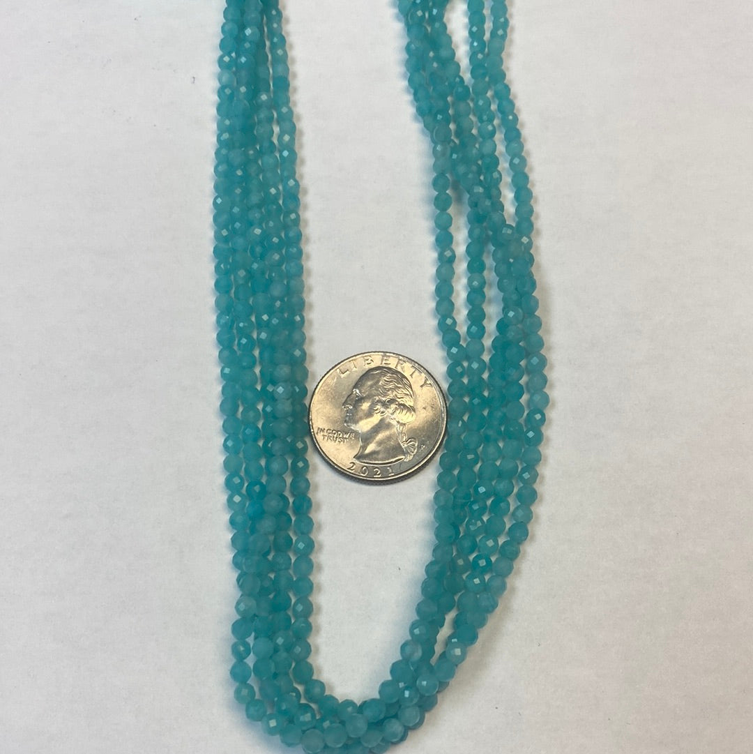 AMAZONITE BLUE BEADS ROUND FACETED 3-4MM