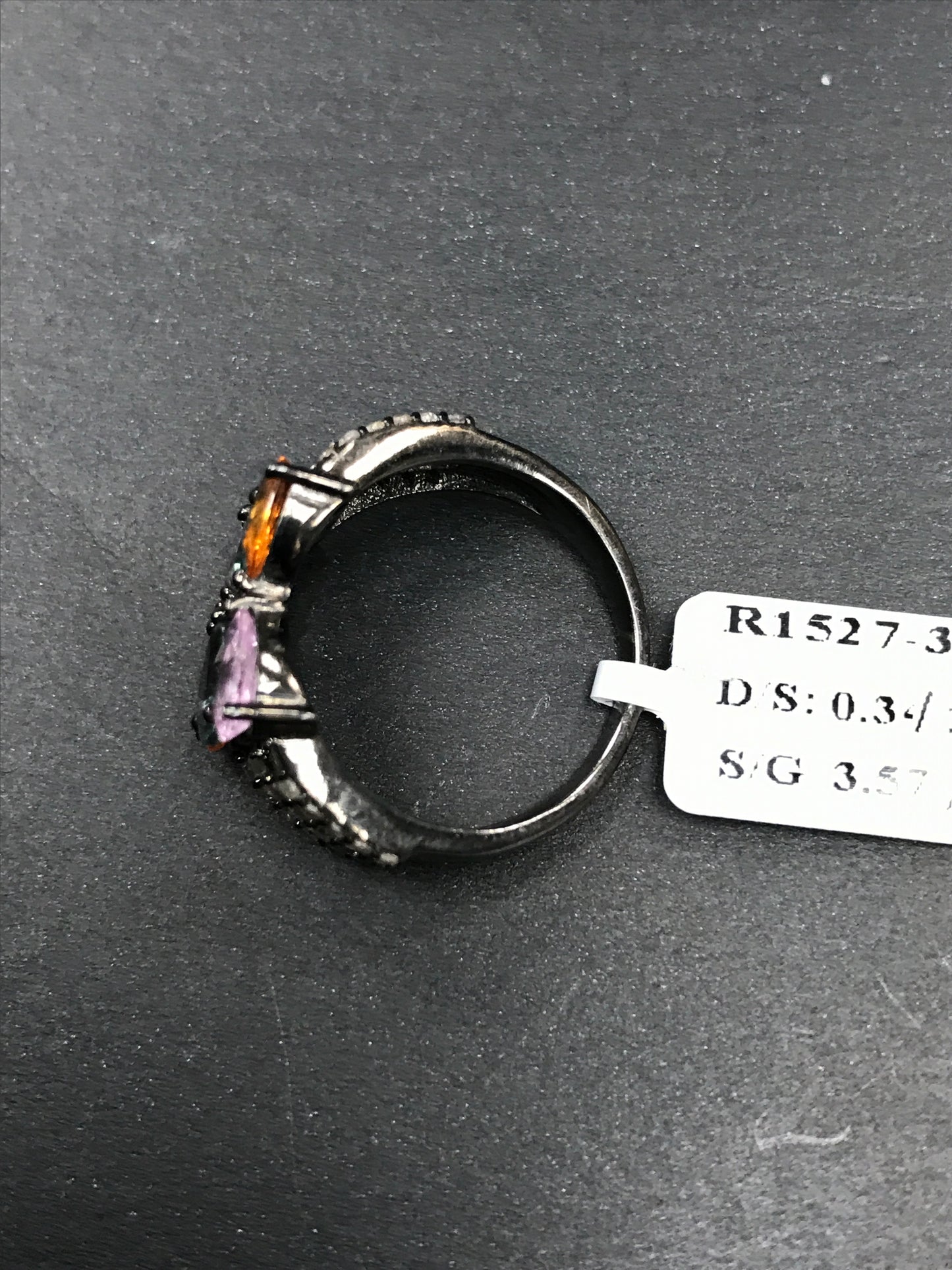 Pave Diamond Ring .925 Oxidized Sterling Silver Diamond Ring, Genuine handmade pave diamond Ring Size Approx 0.56"(13 x 14 MM)