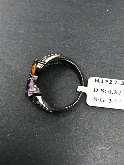 Pave Diamond Ring .925 Oxidized Sterling Silver Diamond Ring, Genuine handmade pave diamond Ring Size Approx 0.56"(13 x 14 MM)