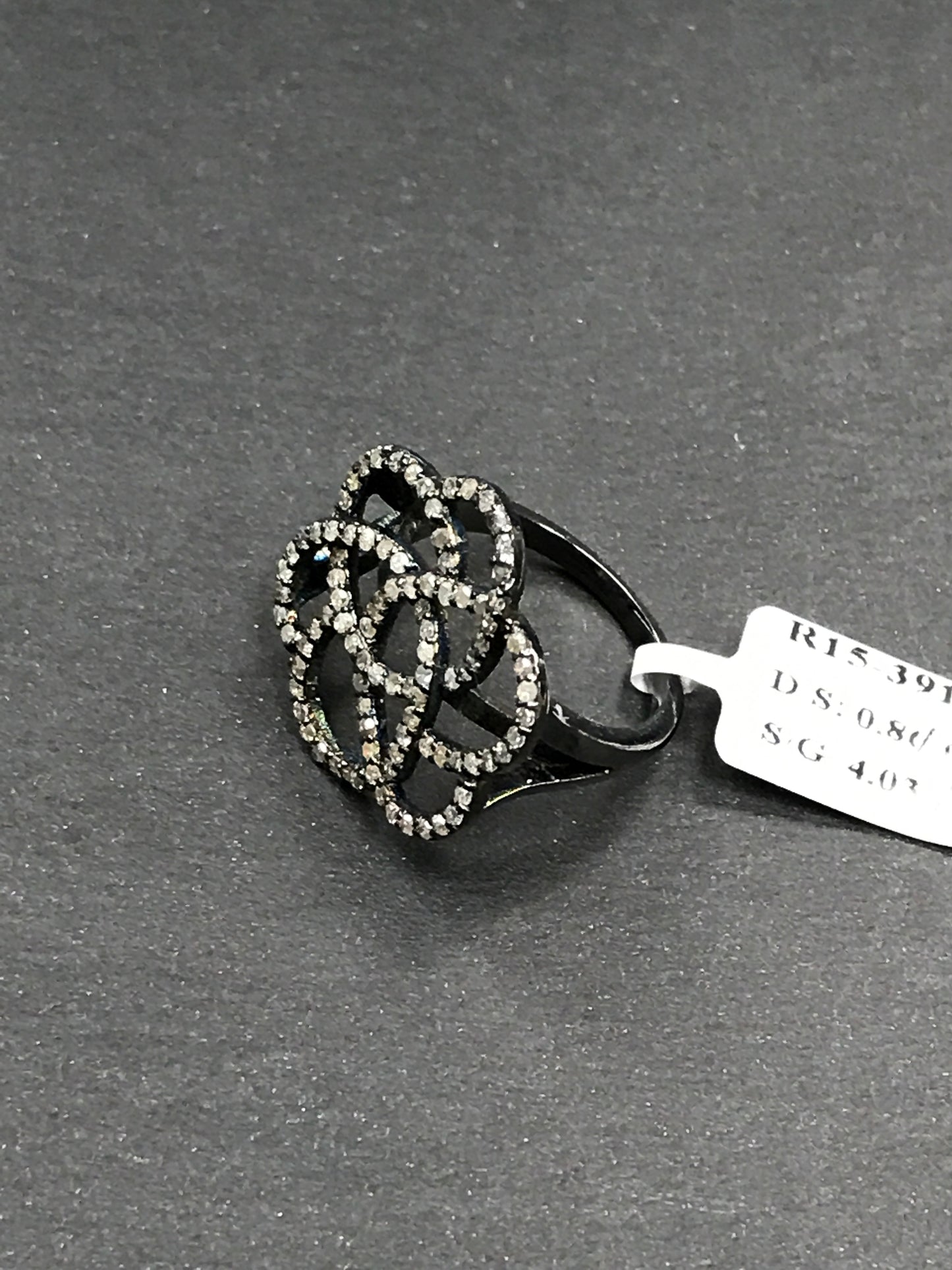 Pave Diamond Ring .925 Oxidized Sterling Silver Diamond Ring, Genuine handmade pave diamond Ring Size Approx 0.84"(21 x 21 MM MM)
