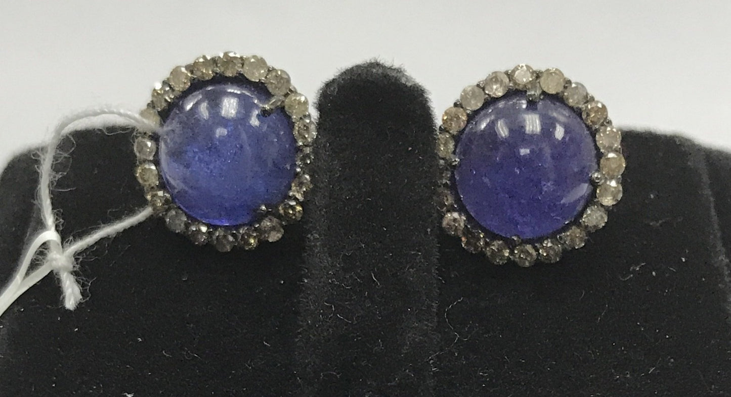 Tanzanite and Diamond Earring Studs