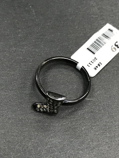 Long Boots shape Diamond and Silver Black Rhodium Finish Rings