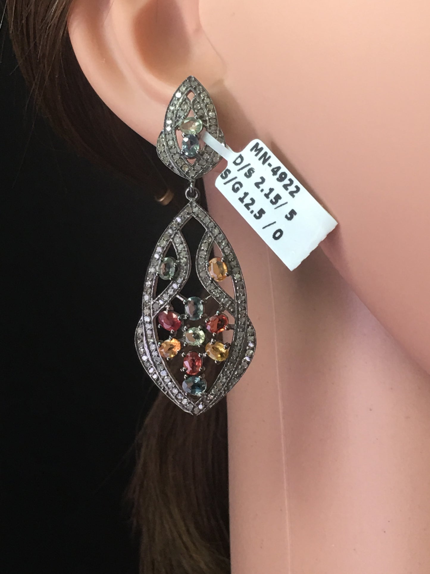 Mutiple Rhodium Diamond Earrings