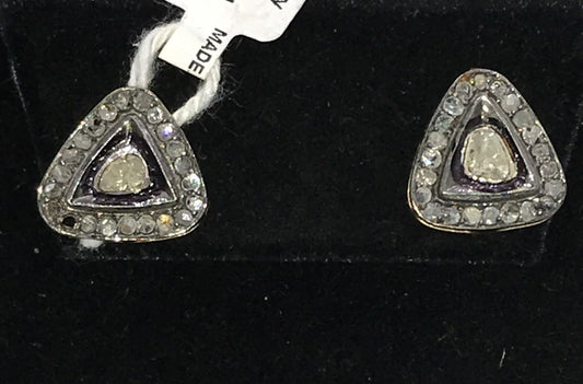 Triangle Shape Polki Diamond Earring Stud