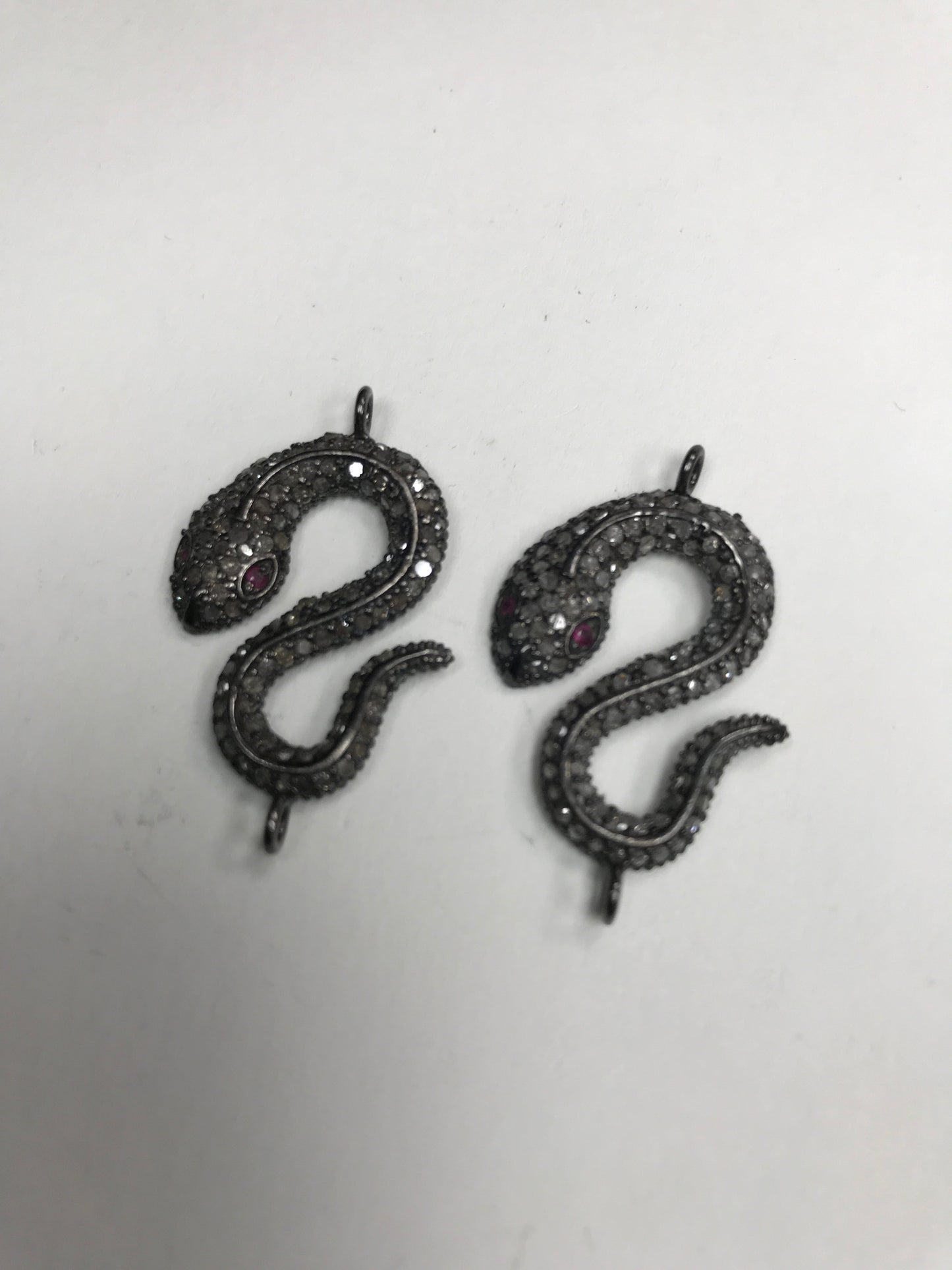 Silver and Diamond Pave  Connector Charms