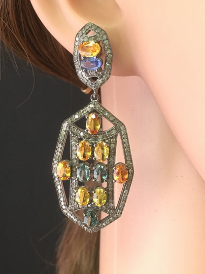 Diamond and Sapphire Earrings,