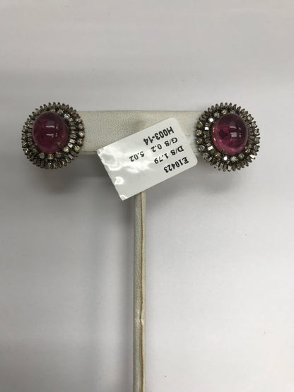 Pink Tourmaline Diamond Earring Studs