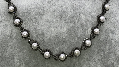 Pearls and Diamond Link Chain Necklace