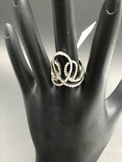 Pave Diamond Ring .925 Oxidized Sterling Silver Diamond Ring, Genuine handmade pave diamond Ring Size Approx 1.0"(25 x 20 mm)