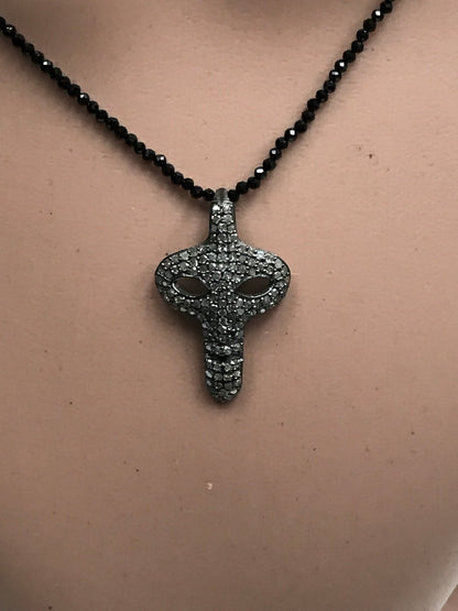 Skull Diamond Charm .925 Oxidized Sterling Silver Diamond Charms, Genuine handmade pave diamond Charm Size Approx 1.20"(19 x 30 MM)