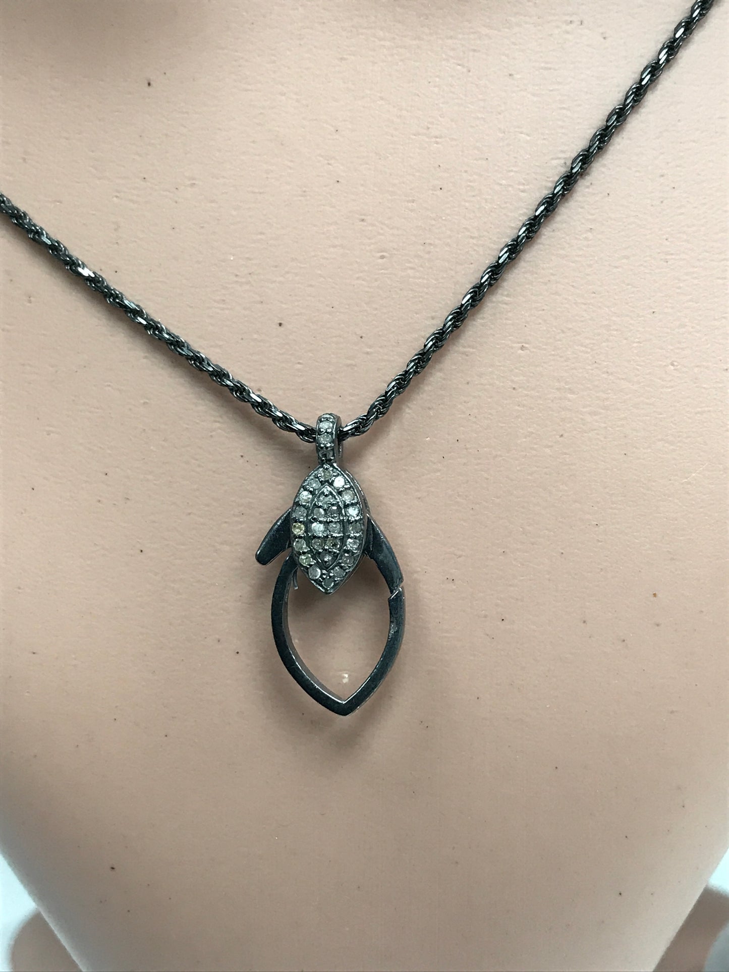 Diamond Clasps .925 Oxidized Sterling Silver Diamond Clasps, Genuine handmade pave diamond Clasps Size Approx 1.12"(13 x 28 MM)