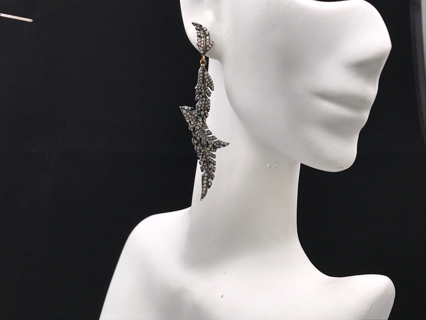 Diamond and Silver Black Rhodium Finish Earring