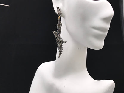 Diamond and Silver Black Rhodium Finish Earring