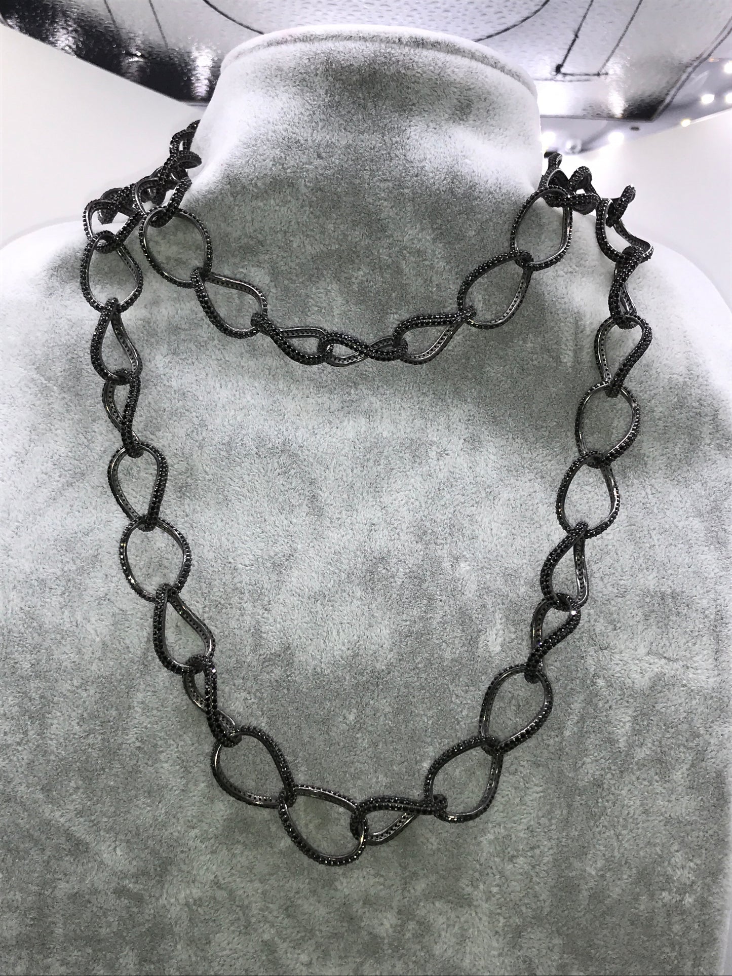 Black Spinel Link Chain Necklace