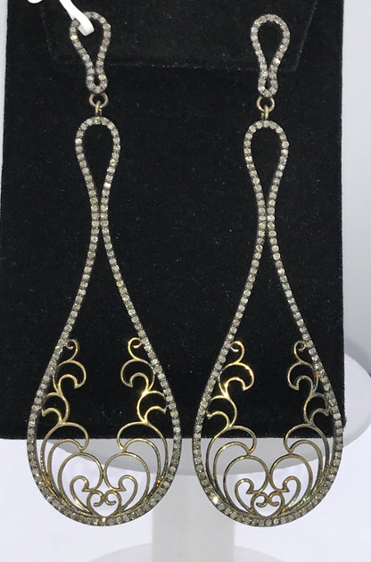 Drop Shape Long Diamond Earrings