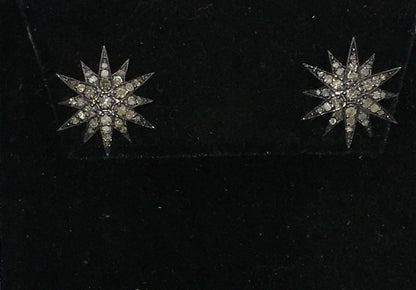 Sun Burst Shape Diamond Earring Stud