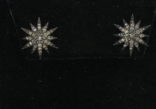 Sun Burst Shape Diamond Earring Stud