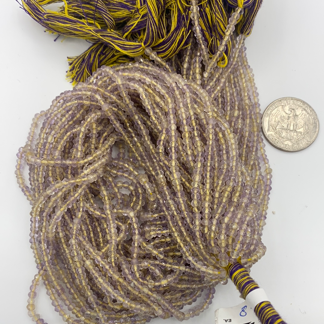 Ametrine Roundel Beads Facetted 3-4mm