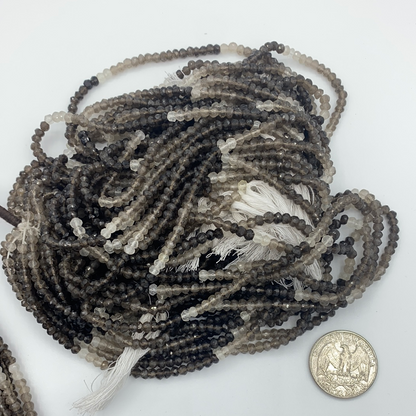 Quartz, Smoky Qurtz Shade Roundel Beads Facetted 3-4mm