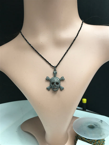 Diamond Charm .925 Oxidized Sterling Silver Diamond Charms, Genuine handmade pave diamond Charm Size Approx 1.28"(32 x 29 MM)