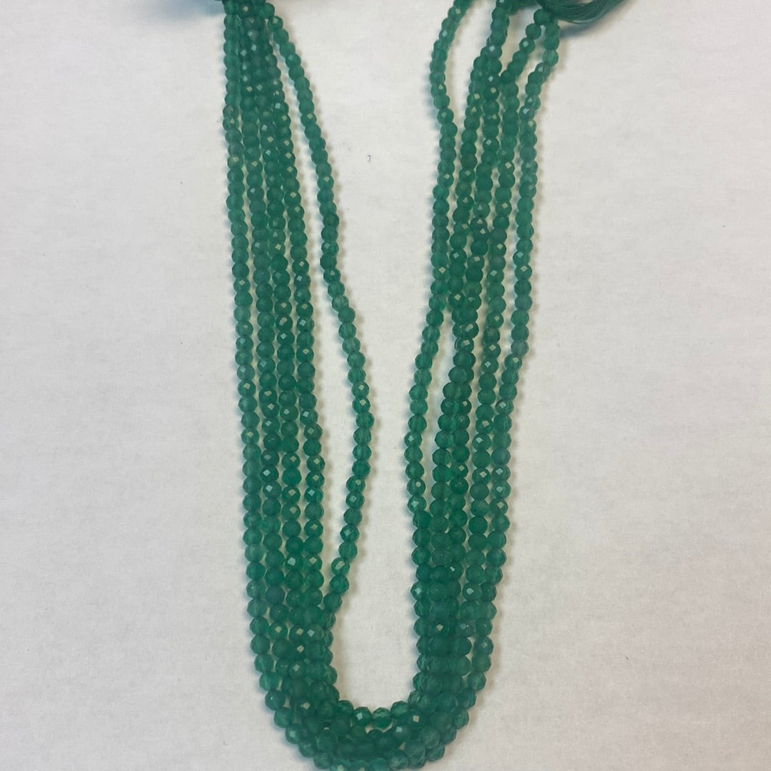 Onyx, GREEN ONYX BEADS ROUND FACETED 3-4MM