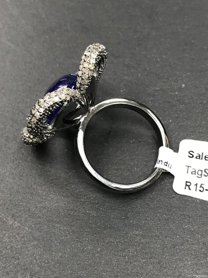 Flower Shape Silver Pave Diamond Ring