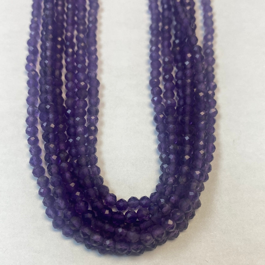 AMETHYST BEADS ROUND FACETED 3-4MM