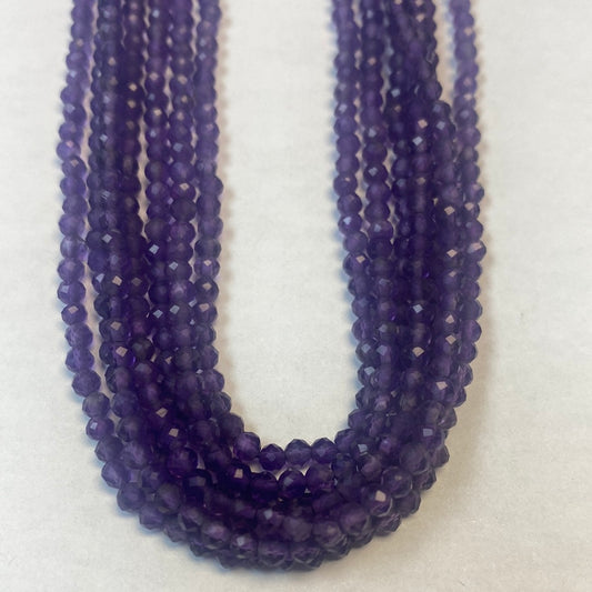 AMETHYST BEADS ROUND FACETED 3-4MM