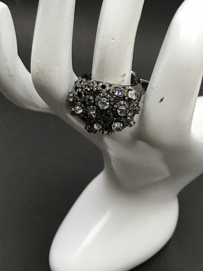 Daimond and Rainbow Moonstone Silver Rings