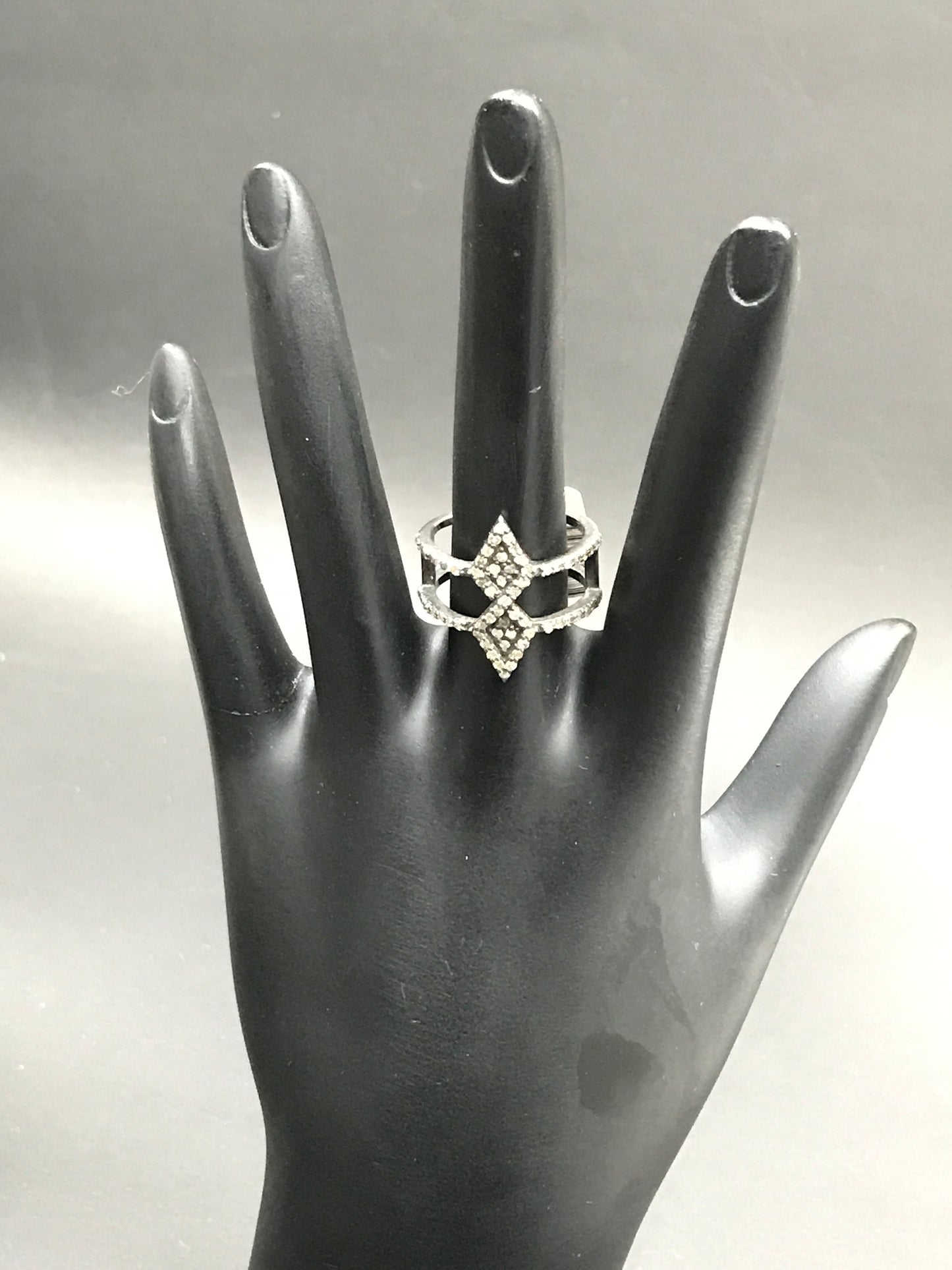 Diamond and Silver Black Rhodium Finish Rings