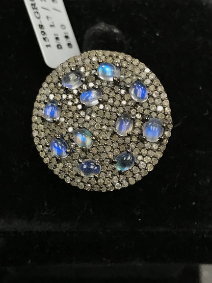 Diamond and Silver Rainbow Moonstone Rings