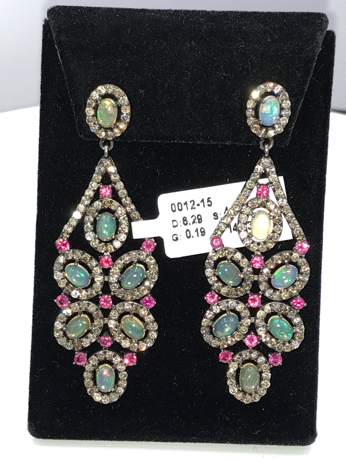 Silver Diamond Earring .925 Oxidized Sterling Silver Diamond Earring, Genuine handmade pave diamond Earring.