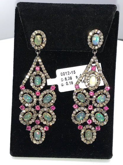 Silver Diamond Earring .925 Oxidized Sterling Silver Diamond Earring, Genuine handmade pave diamond Earring.