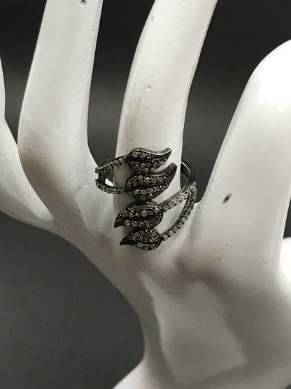 Leaf Pave Diamond Ring