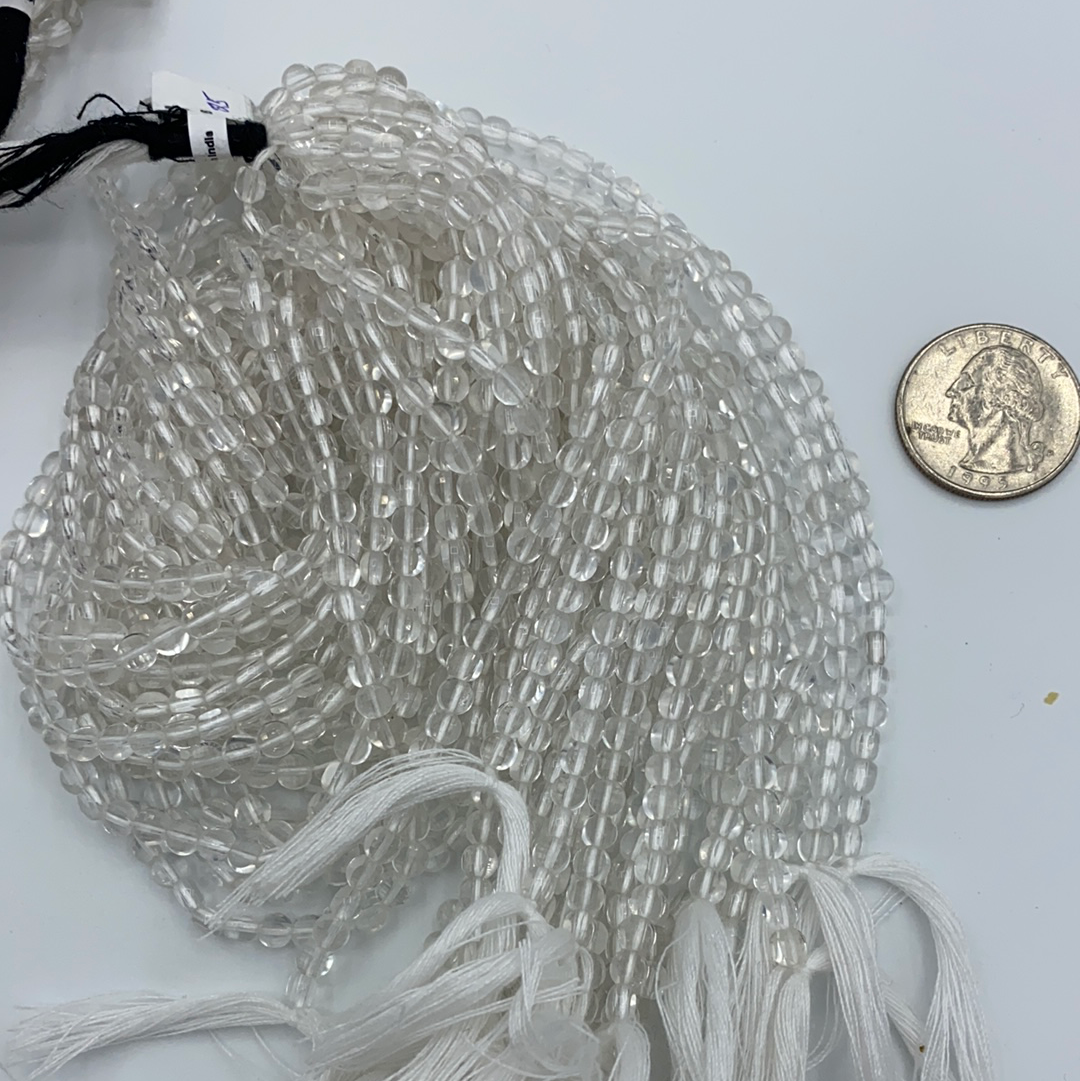 Quartz, Crystal Quartz Faceted Beads Coin, Beads Coin Beads, Coin