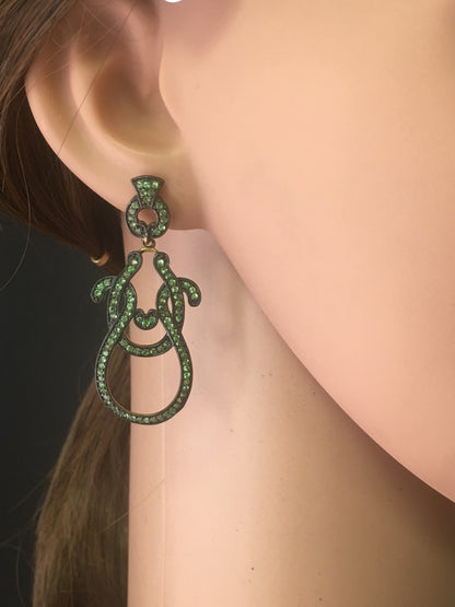 Tsavorite Silver Earring .925 Oxidized Sterling Silver Tsavorite Earring, Genuine handmade pave Tsavorite Earring.