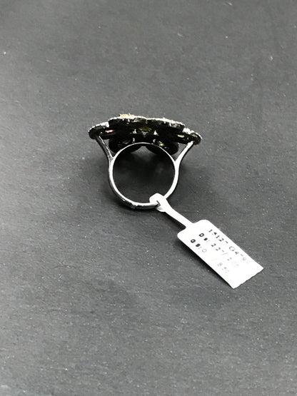 FLOWER DIAMOND AND MULTI TOURMALINE RINGS