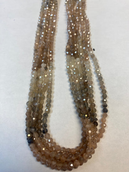 MOONSTONE COATED BEADS ROUND FACETED 3-4MM